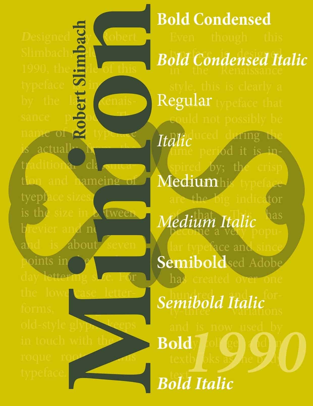 Download Minion     [1990 - Robert Slimbach] font (typeface)