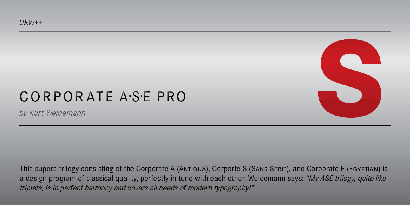 Download Corporate ASE PS     [1989 - Kurt Weidemann] font (typeface)
