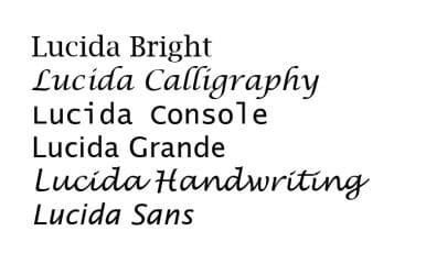 lucida calligraphy font family